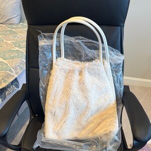 Victoria's Secret Cream Faux Fur Tote NWT